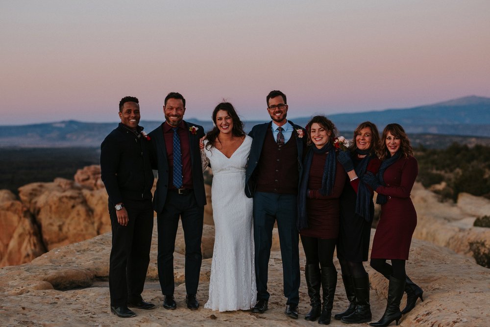  Jade and Alex eloped at the amazing and scenic El Malpais National Monument outside of Grants, New Mexico. It was a beautiful November day and the weather was crisp, fresh, and just a tad chilly, but it didn’t get in the way of their fabulous weddin