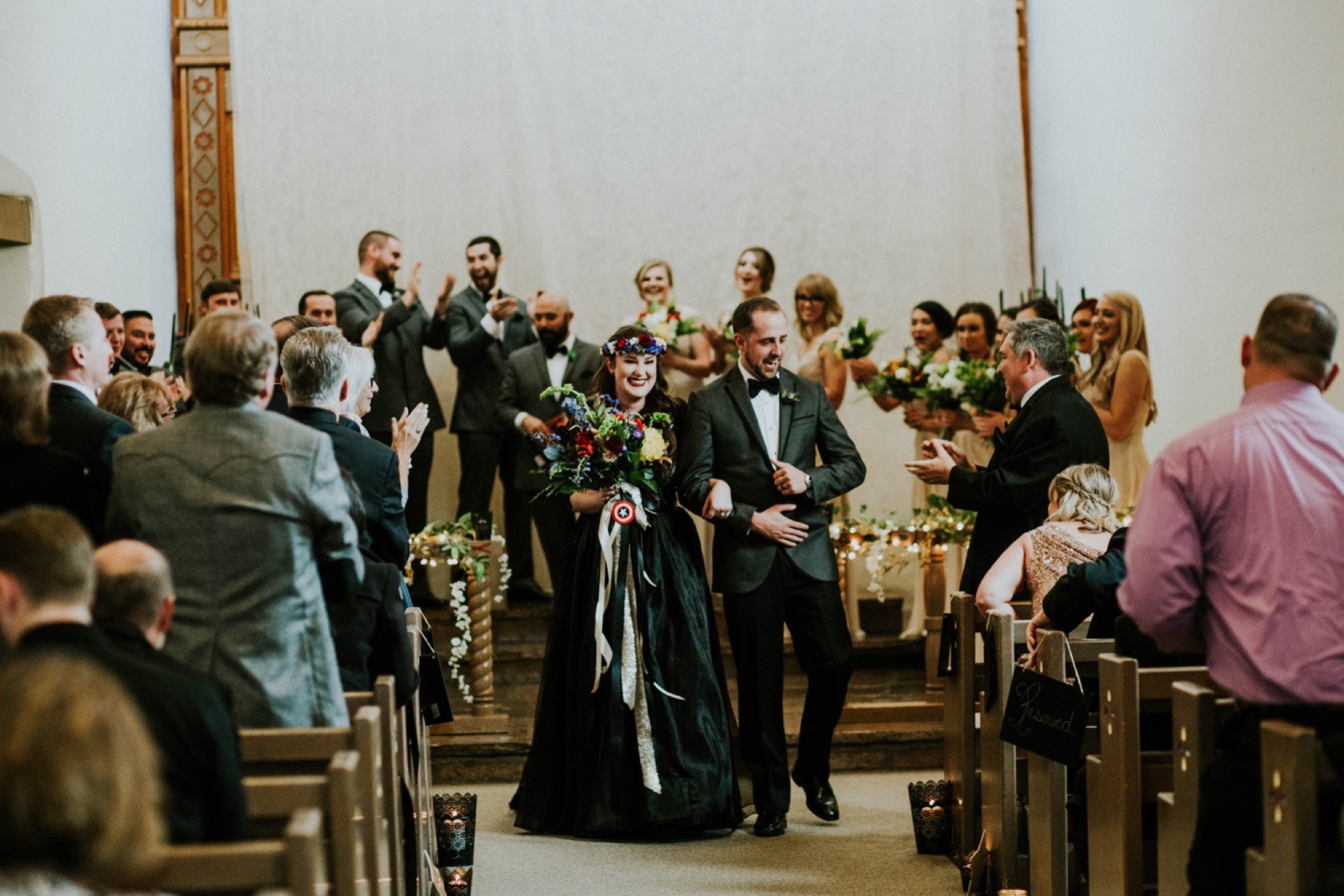  Kymbrye and Chris had the most magical New Years Eve wedding in Albuquerque, New Mexico. Every detail of their fabulous New Years Eve wedding was so beautiful and meaningful. They held their ceremony at the UNM Alumni Memorial Chapel followed by the