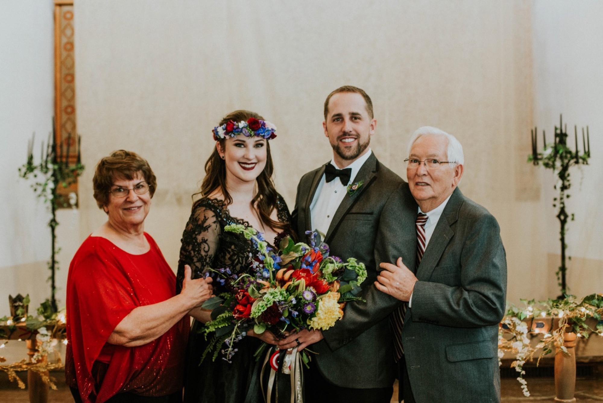  Kymbrye and Chris had the most magical New Years Eve wedding in Albuquerque, New Mexico. Every detail of their fabulous New Years Eve wedding was so beautiful and meaningful. They held their ceremony at the UNM Alumni Memorial Chapel followed by the