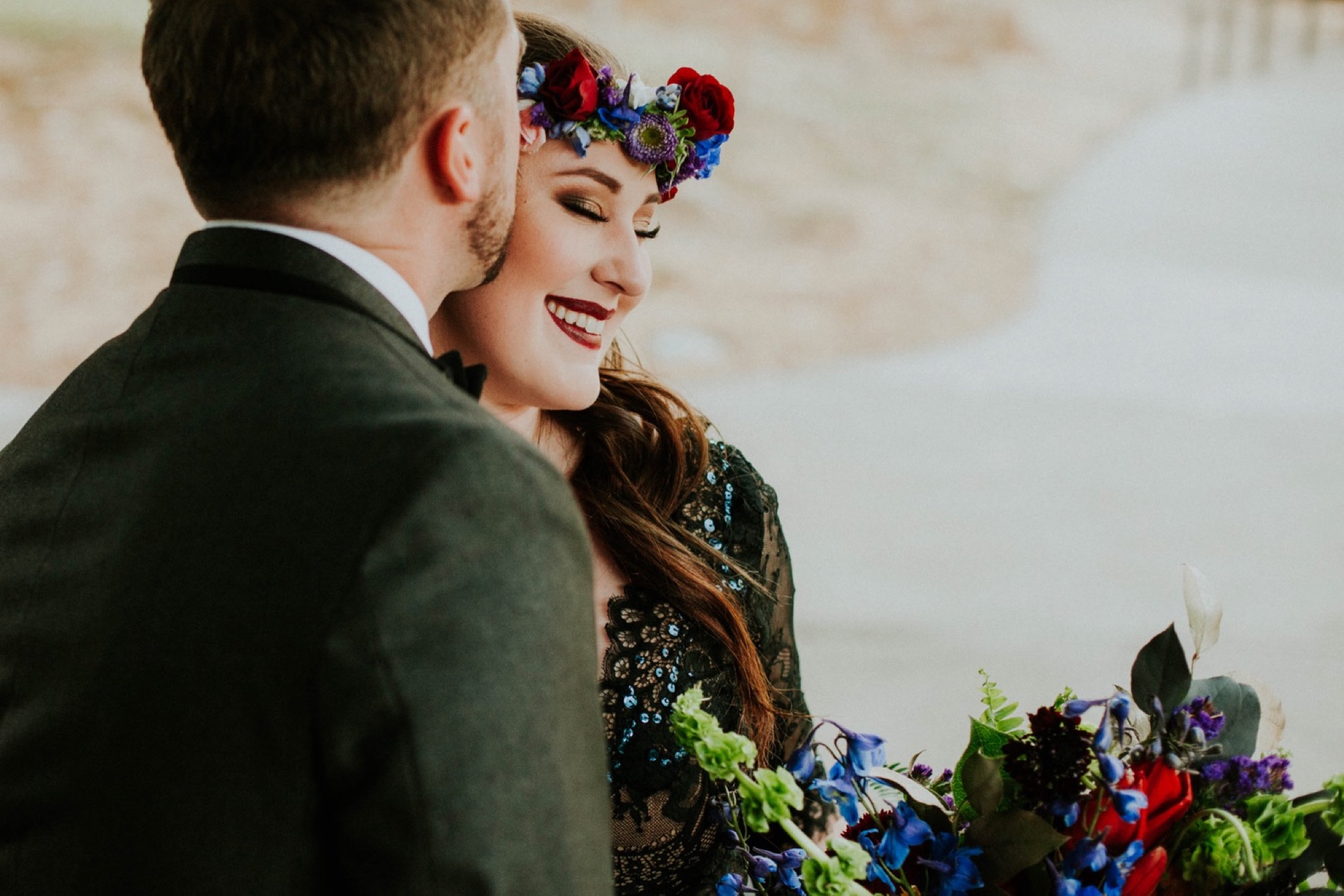  Kymbrye and Chris had the most magical New Years Eve wedding in Albuquerque, New Mexico. Every detail of their fabulous New Years Eve wedding was so beautiful and meaningful. They held their ceremony at the UNM Alumni Memorial Chapel followed by the