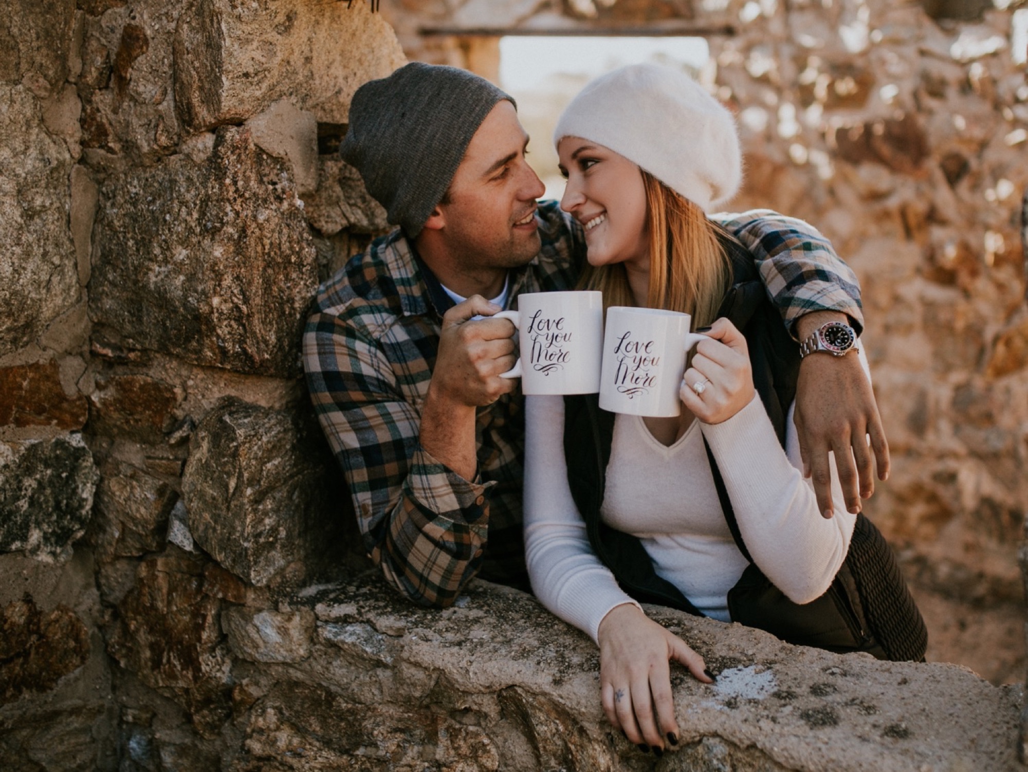  We took a drive to the Sandia Rockhouse to capture Chris and Kymbrye’s beautiful engagement photos in Albuquerque, New Mexico. Chris and Kymbrye brought some serious cuteness for their epic engagement session! I love the rustic, cozy theme they chos