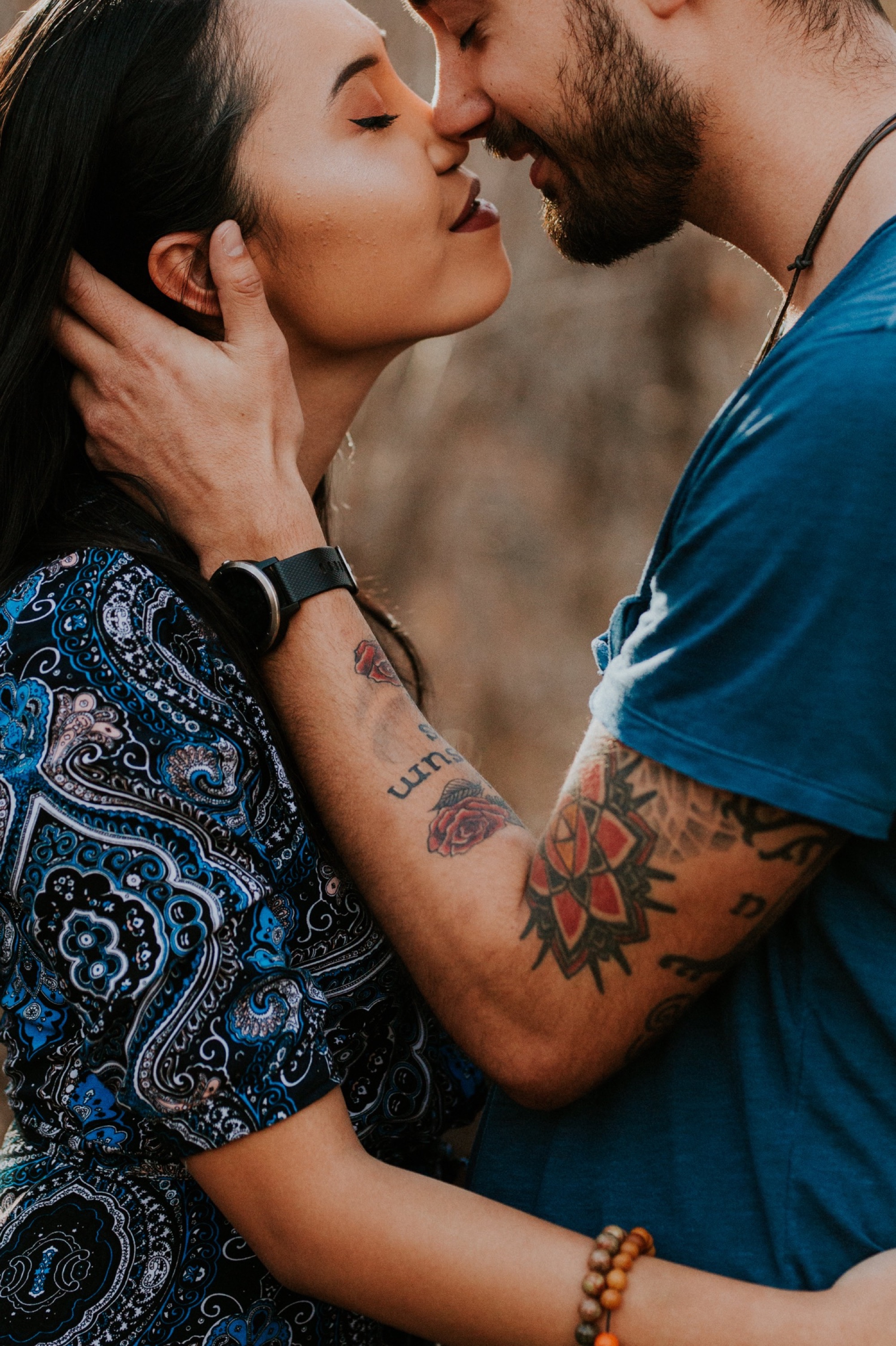  I loved working with Xamie and Nate on this incredible couples portrait session at the Alameda Bosque Open Space in Albuquerque, New Mexico. Our session started off with grey overcast skies that made for some moody portraits! Xamie’s blue dress and 