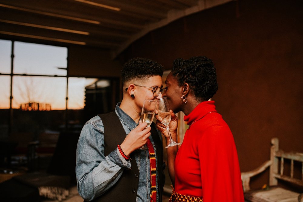  SO excited to share B + E’s gorgeous l winter elopement in Taos, New Mexico. Their outfits were a hodgepodge of things B + E already owned, homemade accessories, vintage hand me downs, and contemporary pieces they bought special for their big day. W