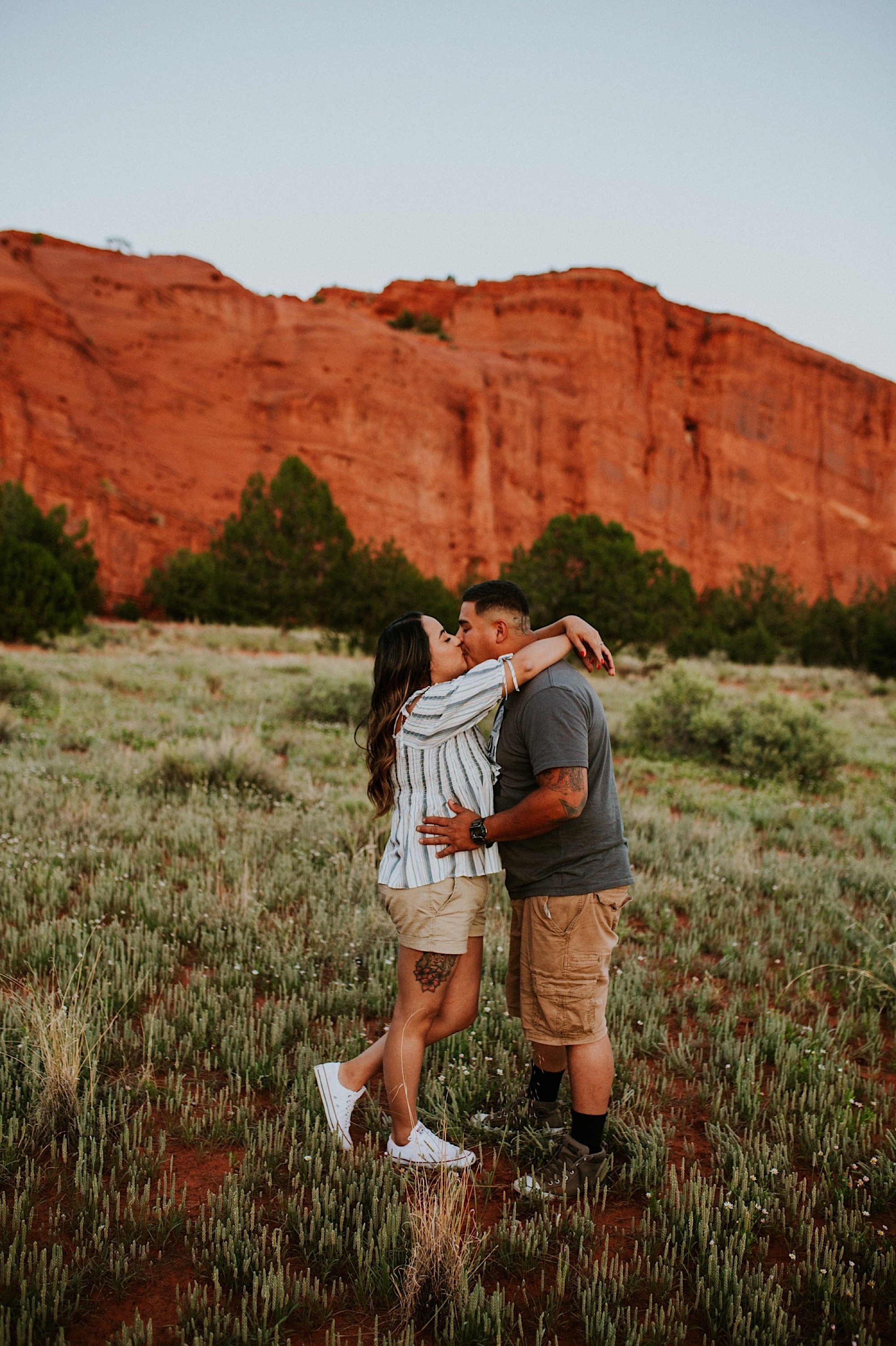  We went on a road trip for Kayla and Dillan’s summer engagement photos at the Jemez Red Rocks in Jemez, New Mexico. There are awesome forest-y areas in Jemez Springs that creates a stunning backdrop of beautiful greenery for gorgeous engagement phot