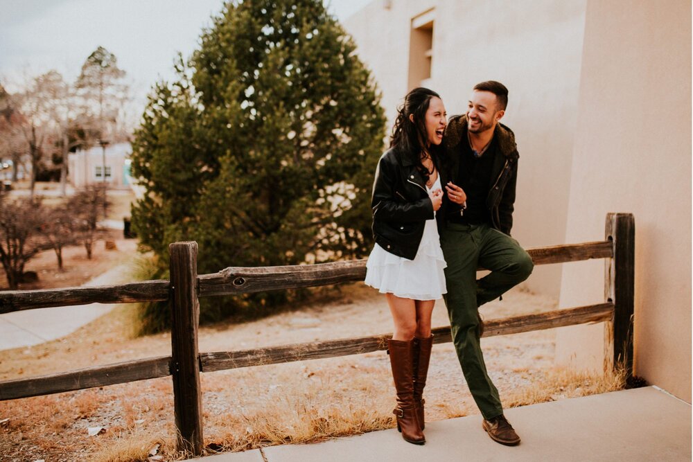  Xamie and Nate’s engagement photos at the University of New Mexico Main Campus in Albuquerque, New Mexico was truly fabulous! Exploring the UNM Campus and taking the cutest New Years Eve engagement photos of Xamie and Nate was the perfect way to end