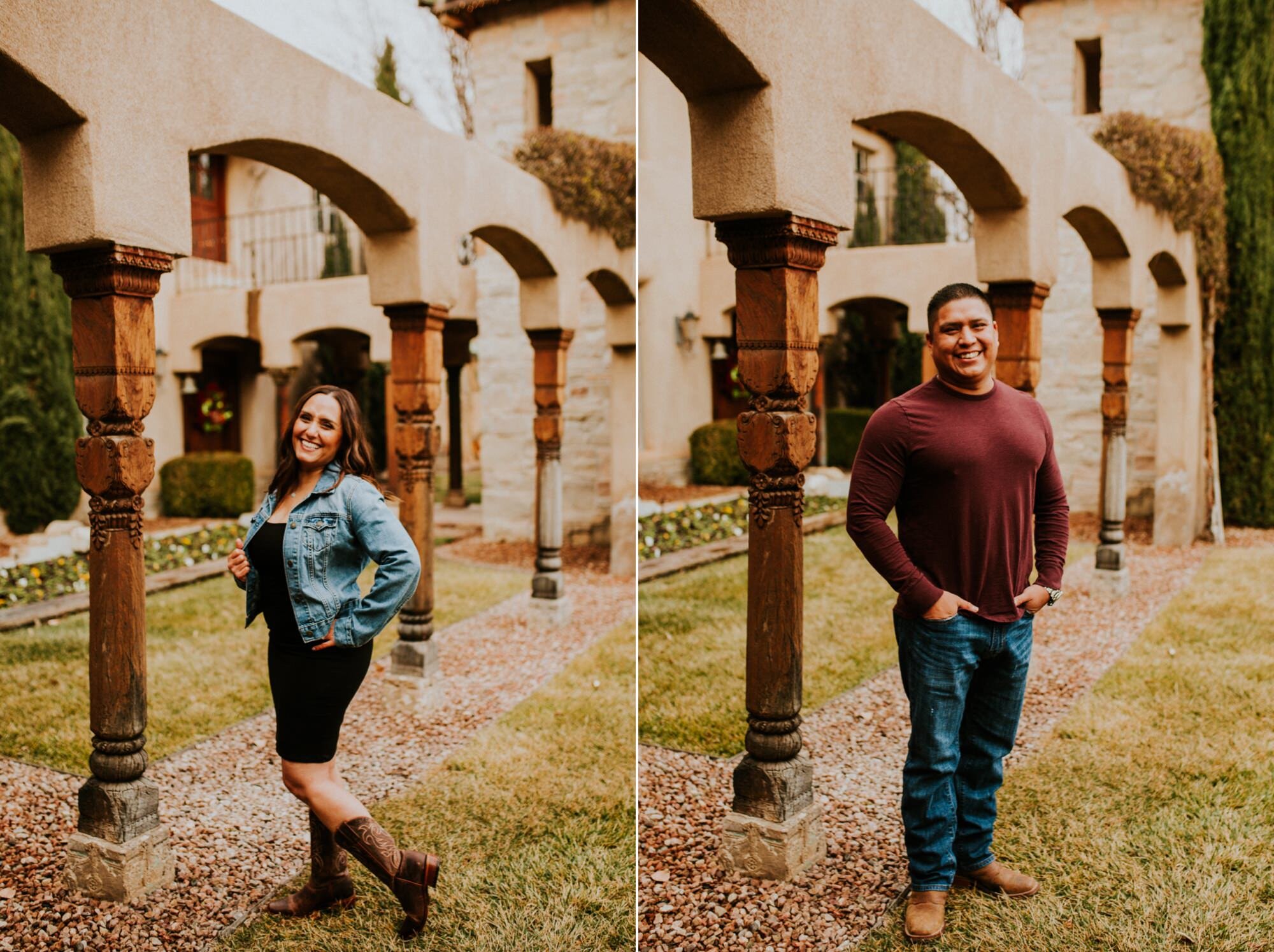  Natalie and Branden are the absolute cutest and I loved exploring through Casa Rondeña Winery in Los Ranchos de Albuquerque, New Mexico to capture their incredible winter engagement photos. I loved the black dress with denim jacket and cowboy boots 