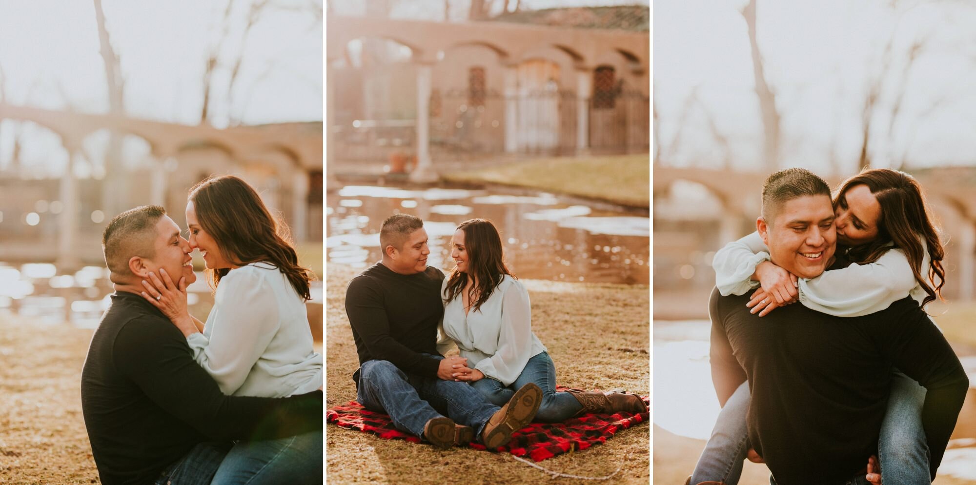  Natalie and Branden are the absolute cutest and I loved exploring through Casa Rondeña Winery in Los Ranchos de Albuquerque, New Mexico to capture their incredible winter engagement photos. Natalie looked stunning in her mint blouse and jeans which 