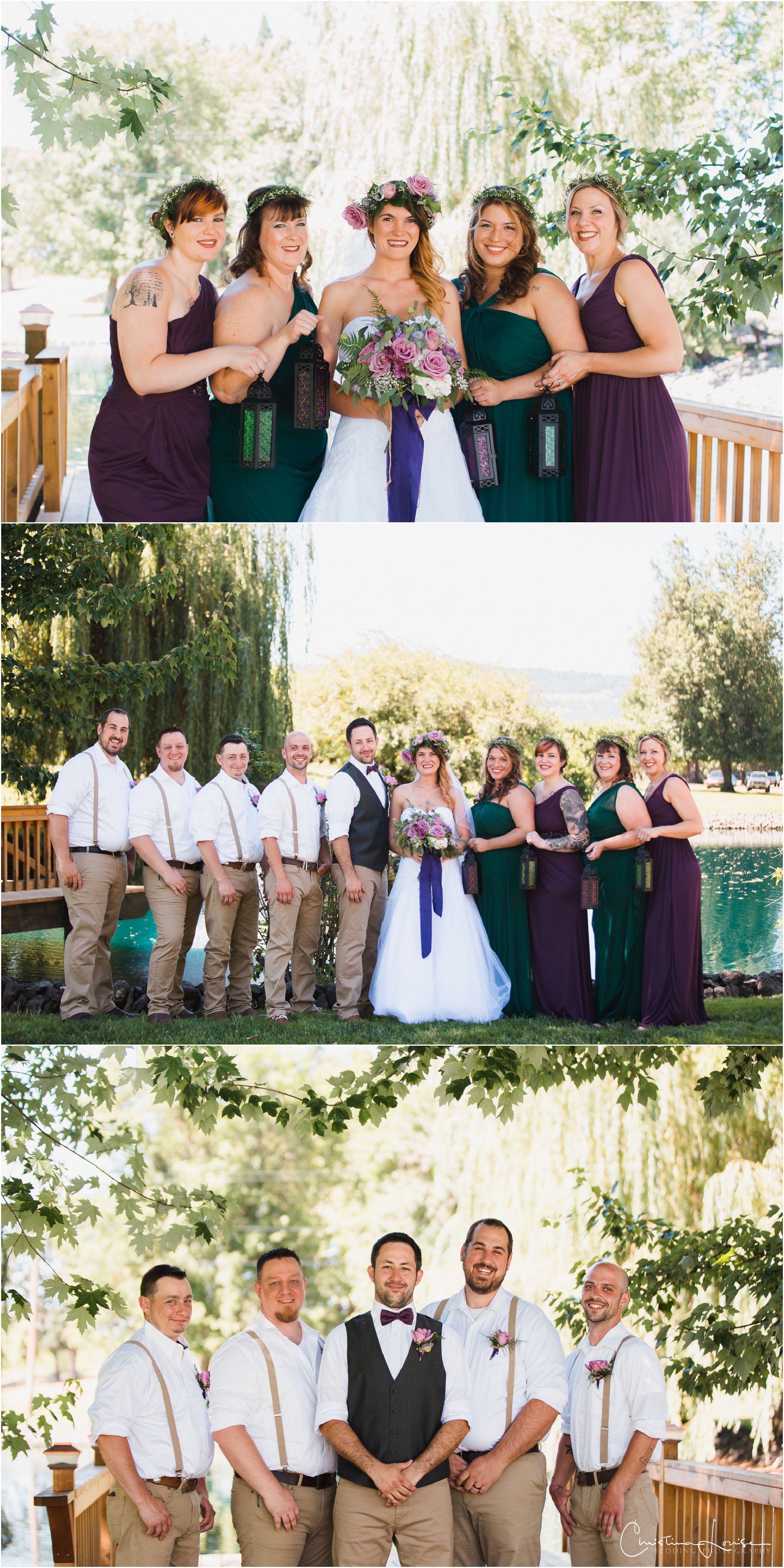 Top: Candace w/bridesmaids Madonna, Brittany, Cindy & Lindsay; Bottom: Groom w/groomsmen Taylor, Steve, Reggie & Joel.