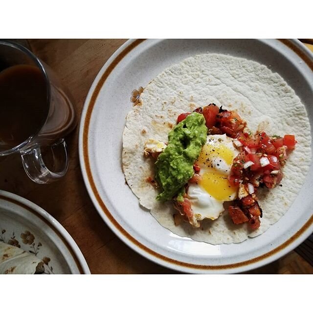 a double yolk! charred and fresh salsa! maybe today will be a happy day.