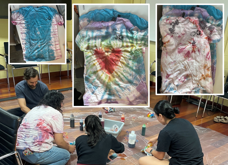  4th annual group tie dye, featuring some advanced rubber-band techniques!   September 2025  