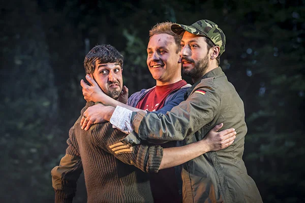 Beruce Khan, Bobby Delaney and Philip Arditti as Corporal Nym, Lieutenant Bardolph and Pistol. Photo Johan Persson..jpg