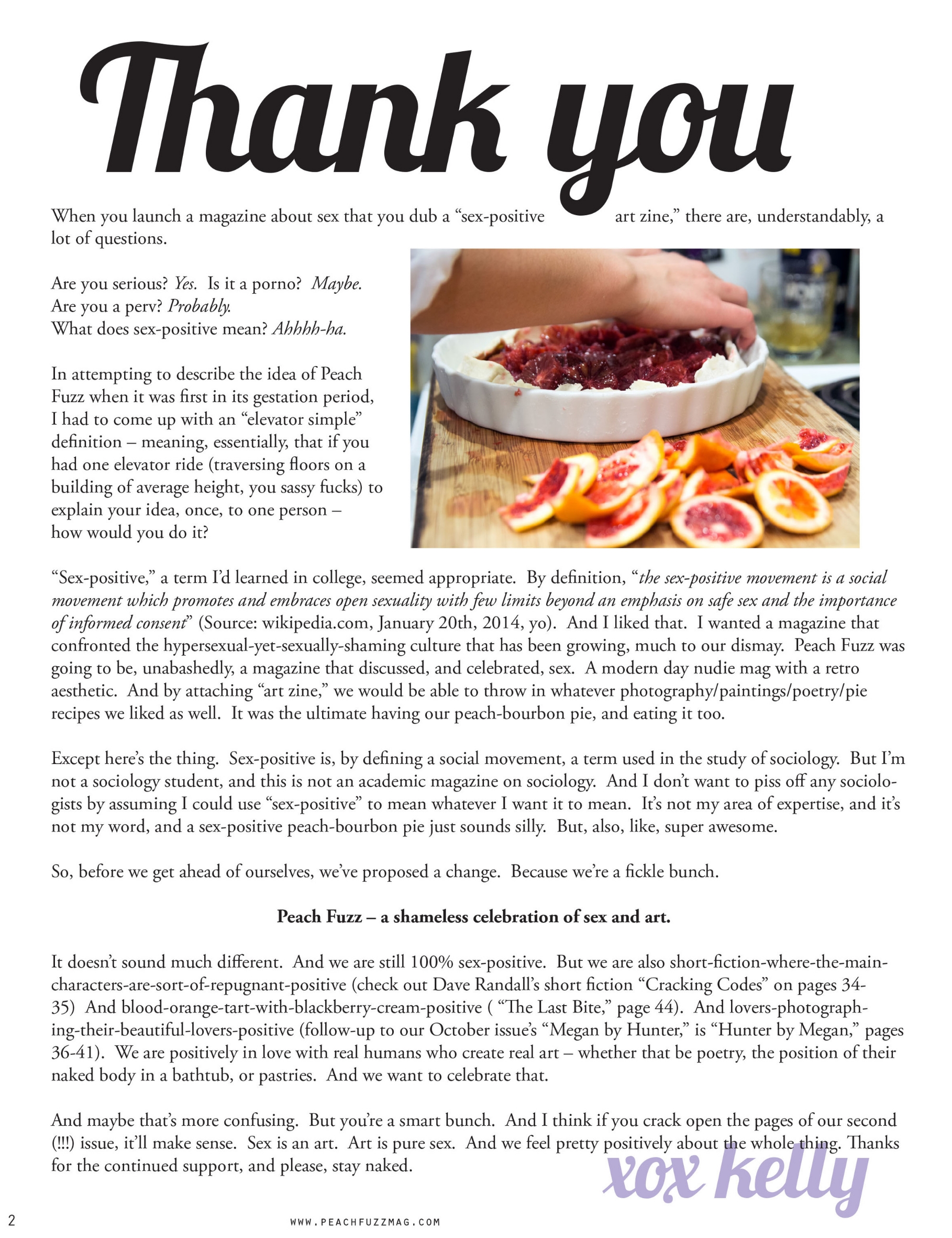 Peach Fuzz Letter from the Editor // January 2014