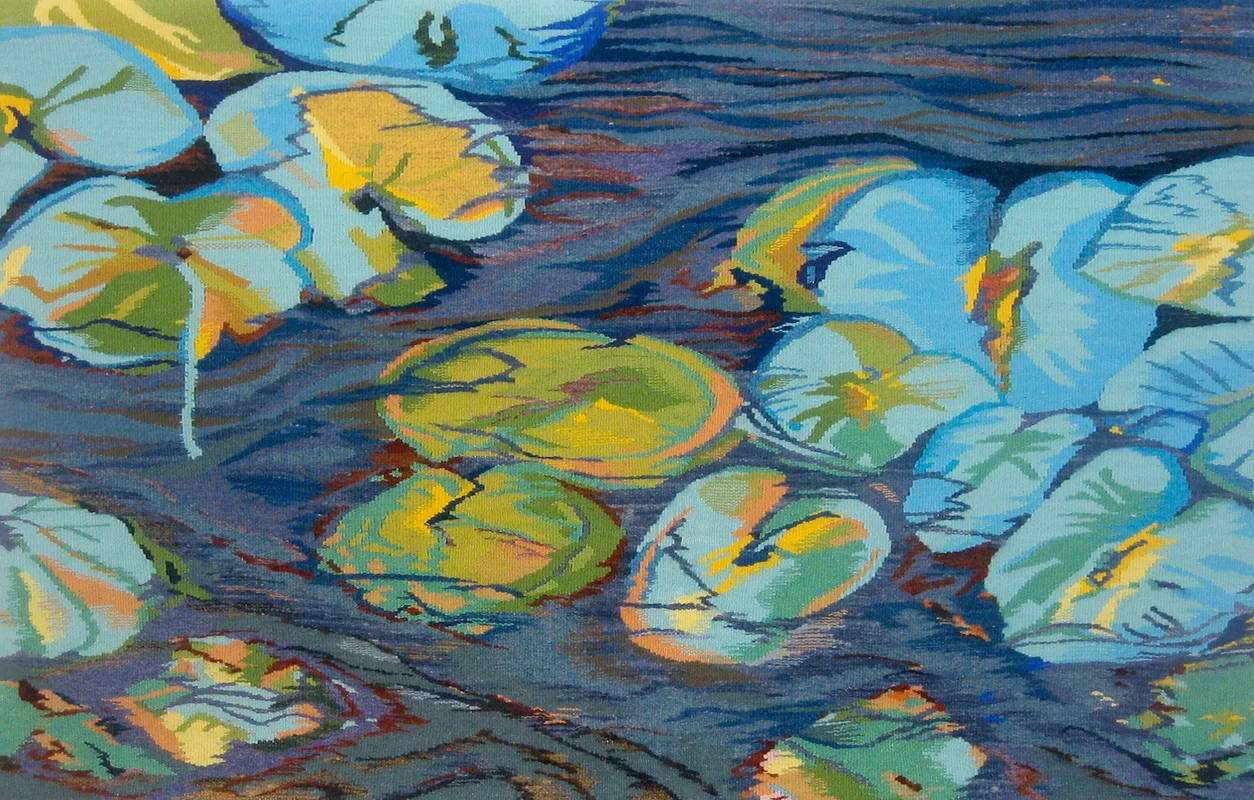 Reflections 1 , wool on cotton, 28" x 43"