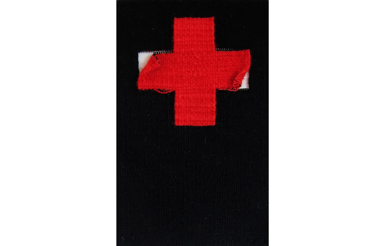 Red Crosses 21 , Tapestry, wool on cotton, 12" x 7.5"