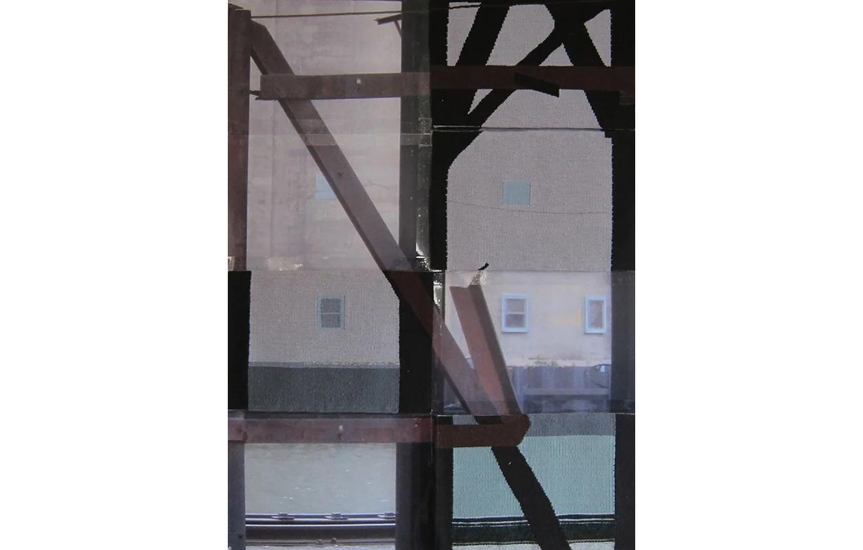 Silo Project Tapestry 2 , wool on cotton, photocopy from original photo, archival tape, 42" x 31"