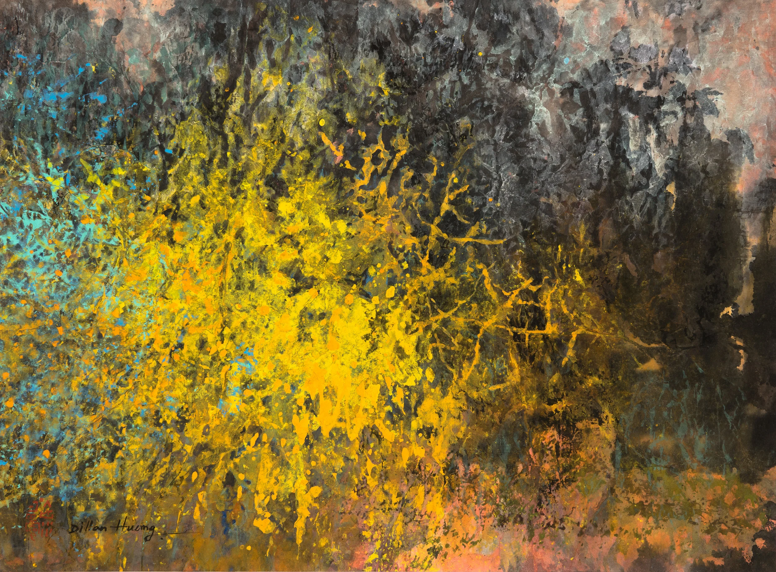 Yellow Impression #01 | Ink on Rice Paper | 13x18