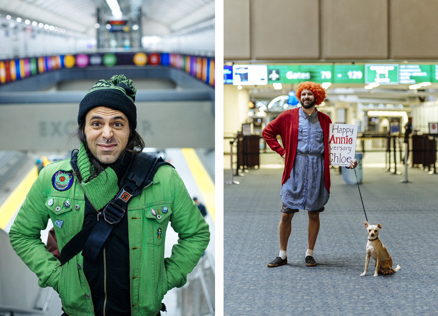Smo at the newest subway station; Alex and Harvey picking me up from my trip on our anniversary