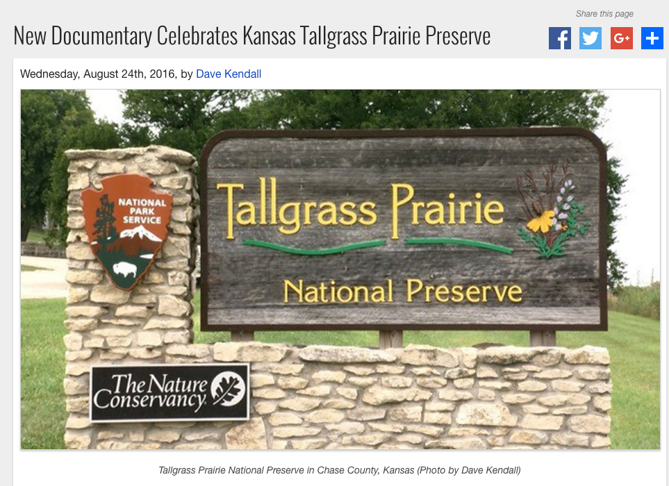 A short story connected to our tallgrass prairie documentary has been presented on Kansas Public Radio .