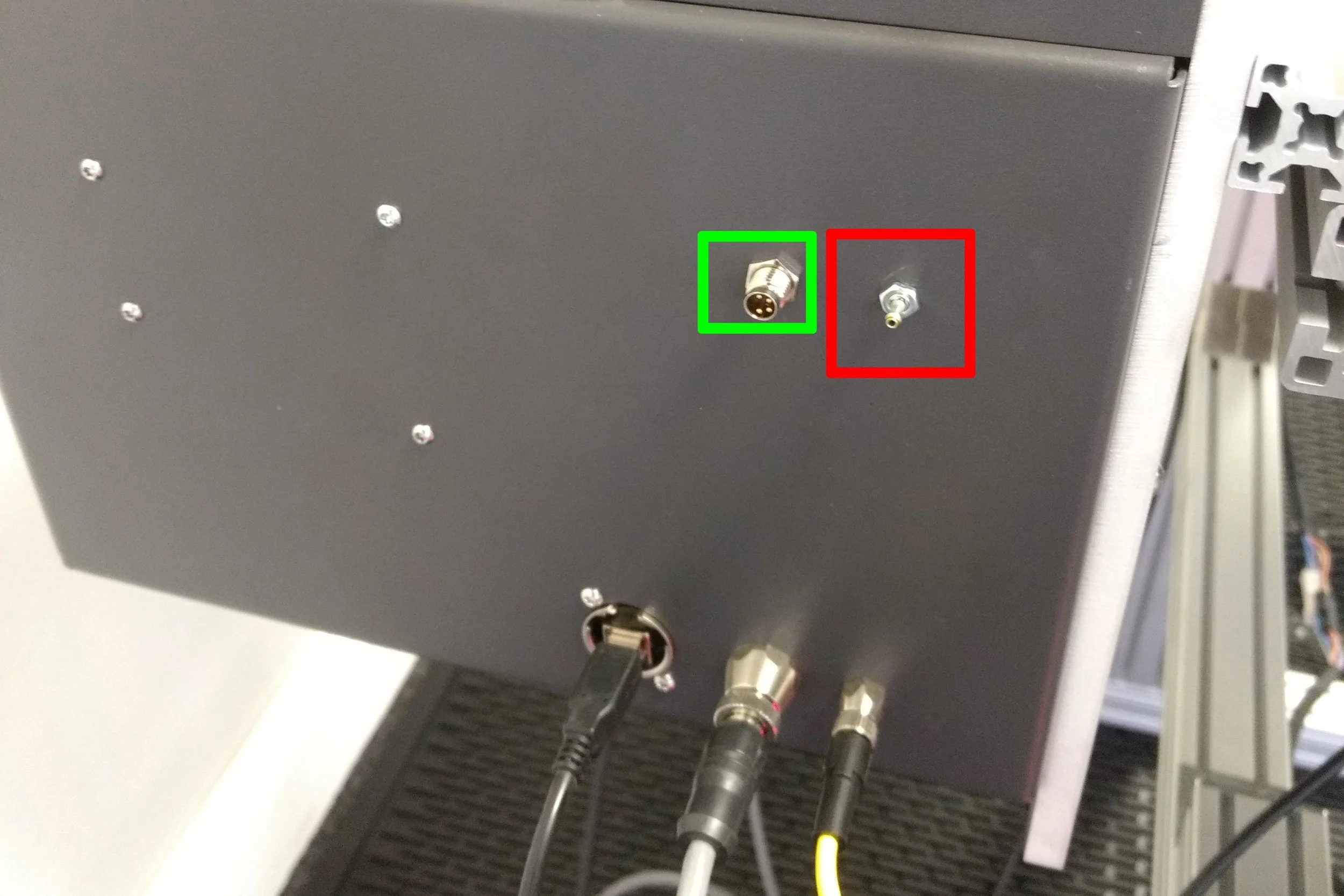 Green - M8 Male connector on Ink Tank Box Red - 2mm Ink Line connection - Ink Tank Box