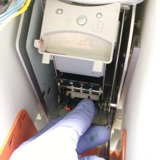 Set aside blade cleaner for reinstallation after printhead replacement