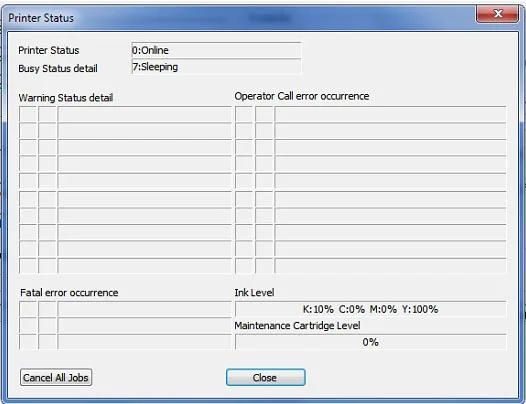 Figure 2: Printer Status page