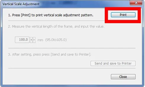 Figure 8: Vertical Scale Adjustment pattern print button