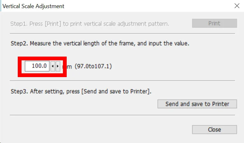Figure 10: Vertical scale adjustment length of frame input