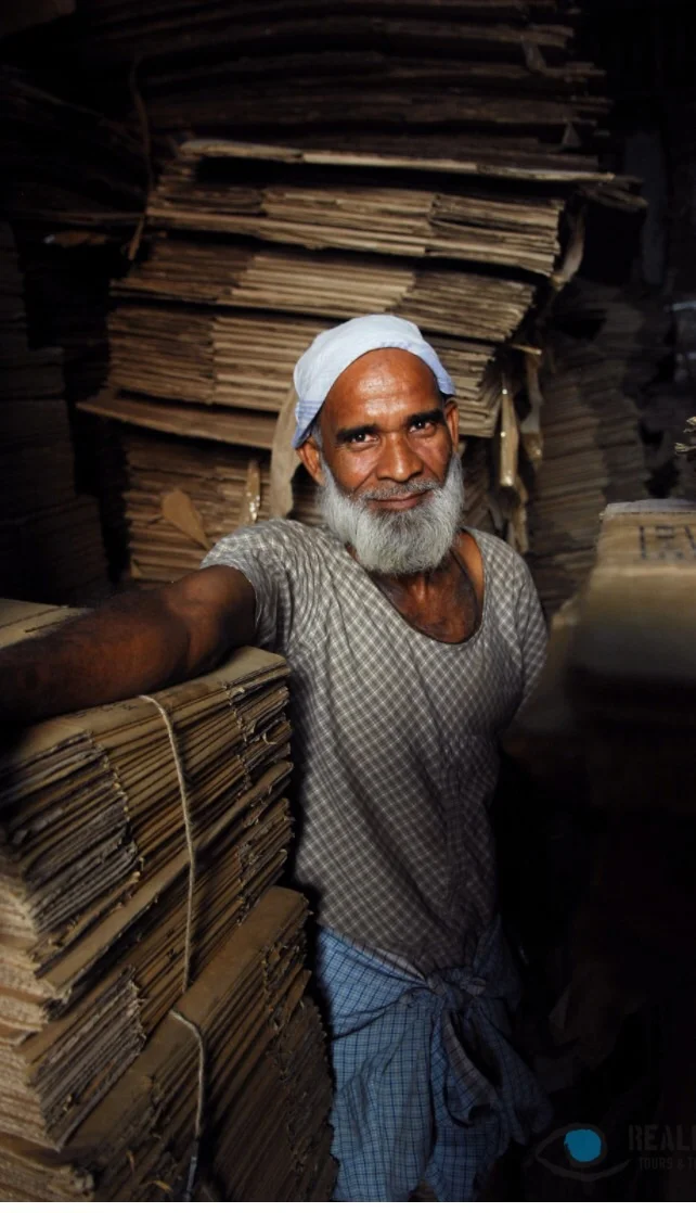 Cardboard recycling in Dharavi. PC: Reality Tours
