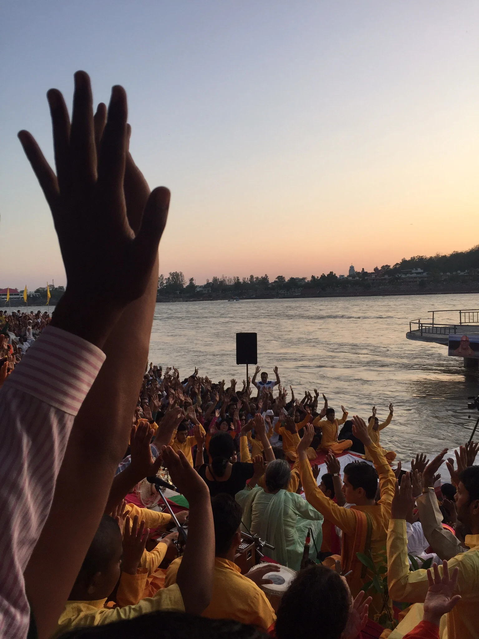 A Hindu celebration at sunset. Shanti shanti.