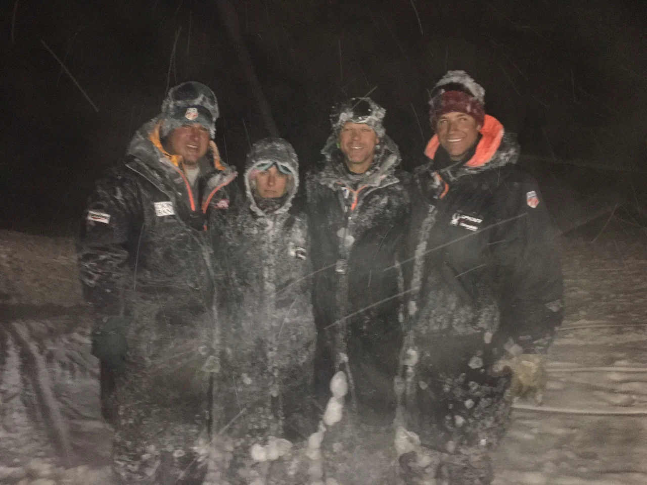 The few, the proud...the watering crew at Ohau...Graham, me, JJ and PK (Sasha took the photo and Alberto had already skedaddled). Craig groomed the surface and made the magic happen!