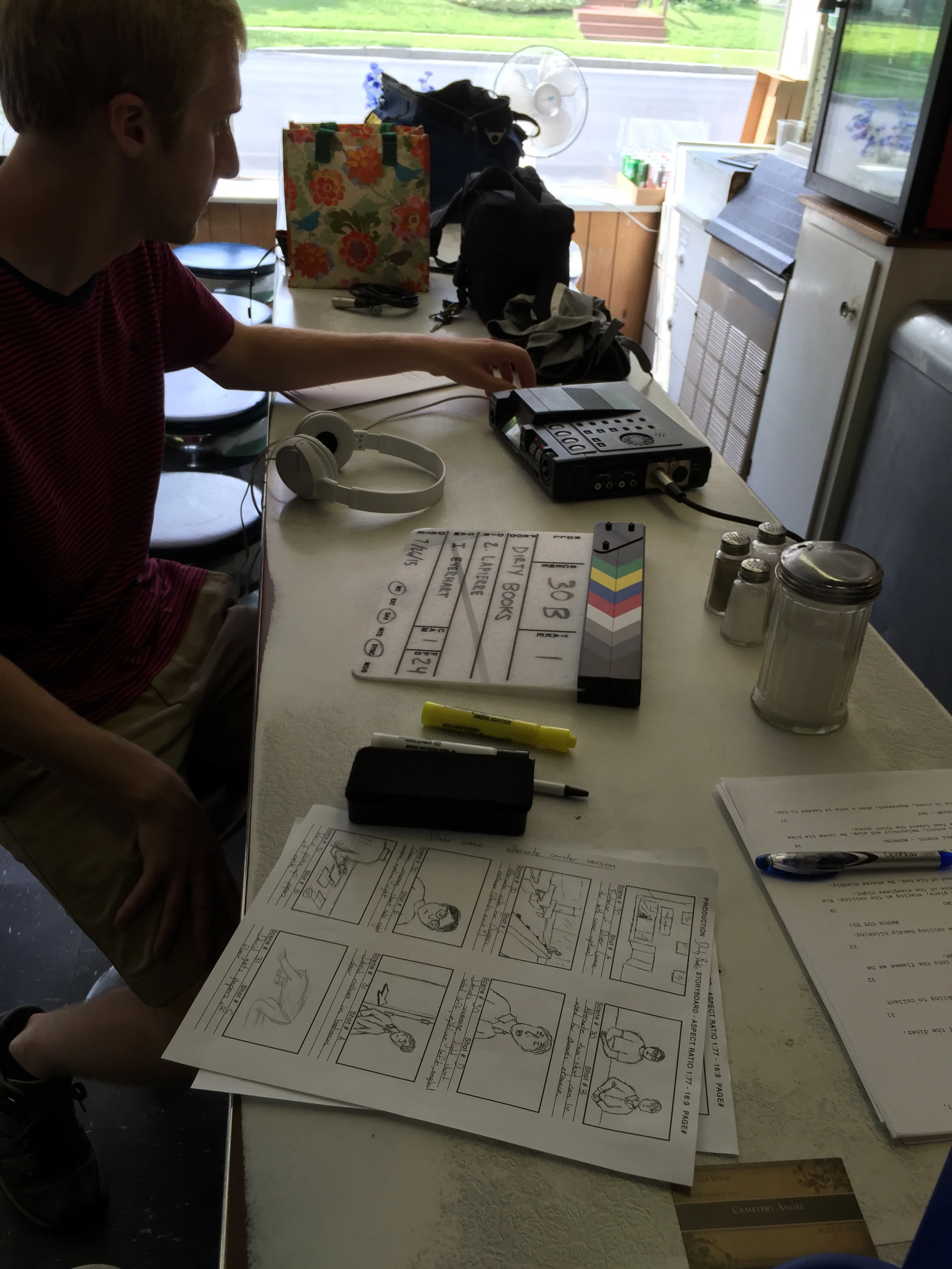 Matthew Rindini on set in Pittsfield, MA