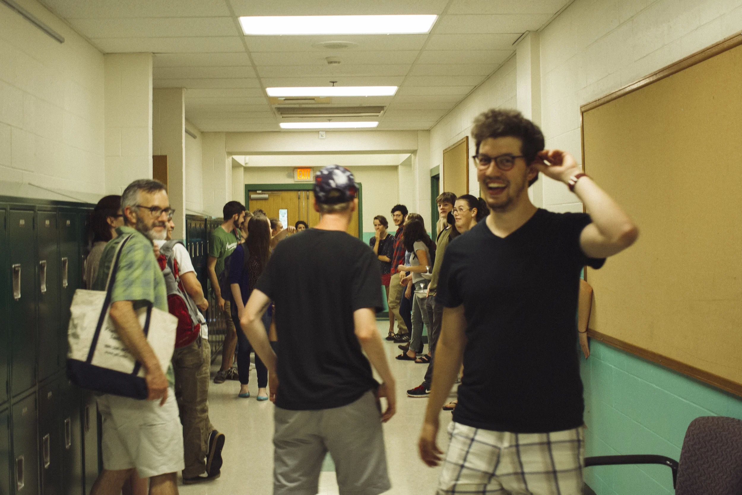 Director Zachary Lapierre (right) and producer/assistant director Matthew Rindini (center) on set in Greenfield, MA