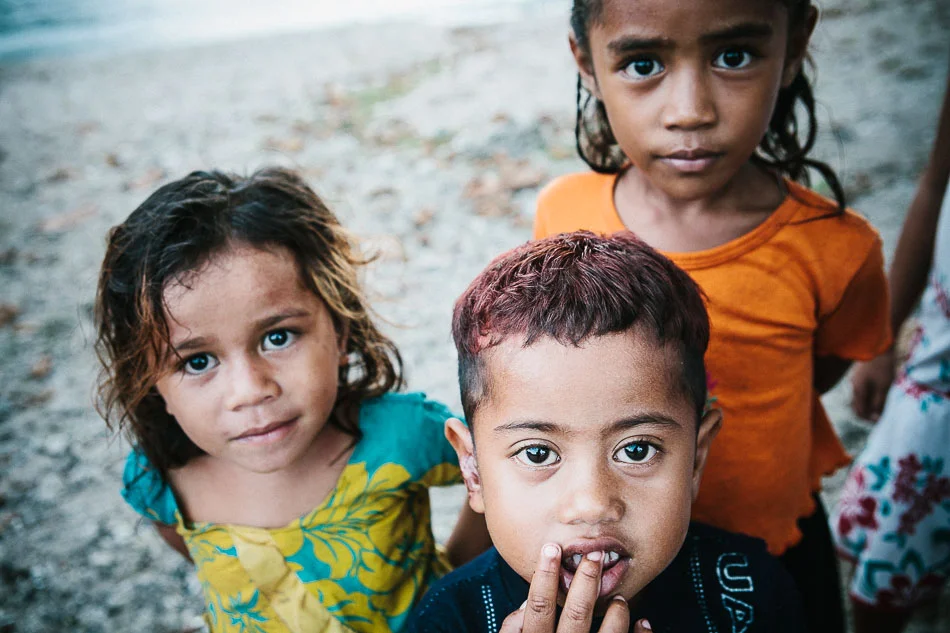 Children on the beach, Samoa.
