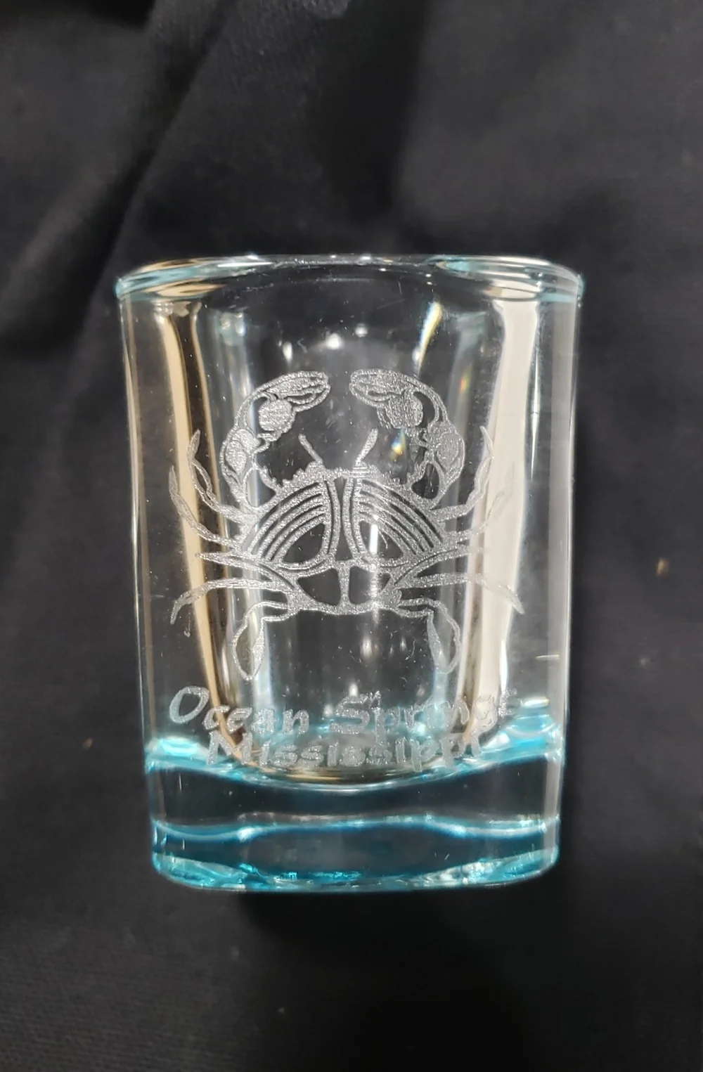 Cancun Mexico Verre à Shot Givré Bleu Cobalt - Souvenir Rare 5x6cm