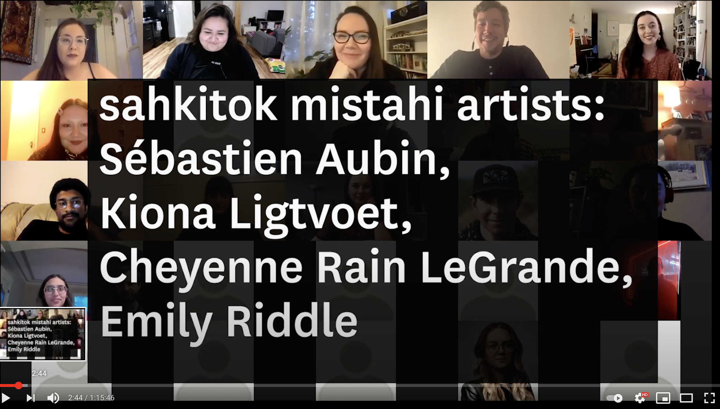 sahkitok mistahi ᓴᐦᑭᑐᐠ ᒥᐢᑕᐦᐃ - Artist Talk - Recorded February 20, 2021