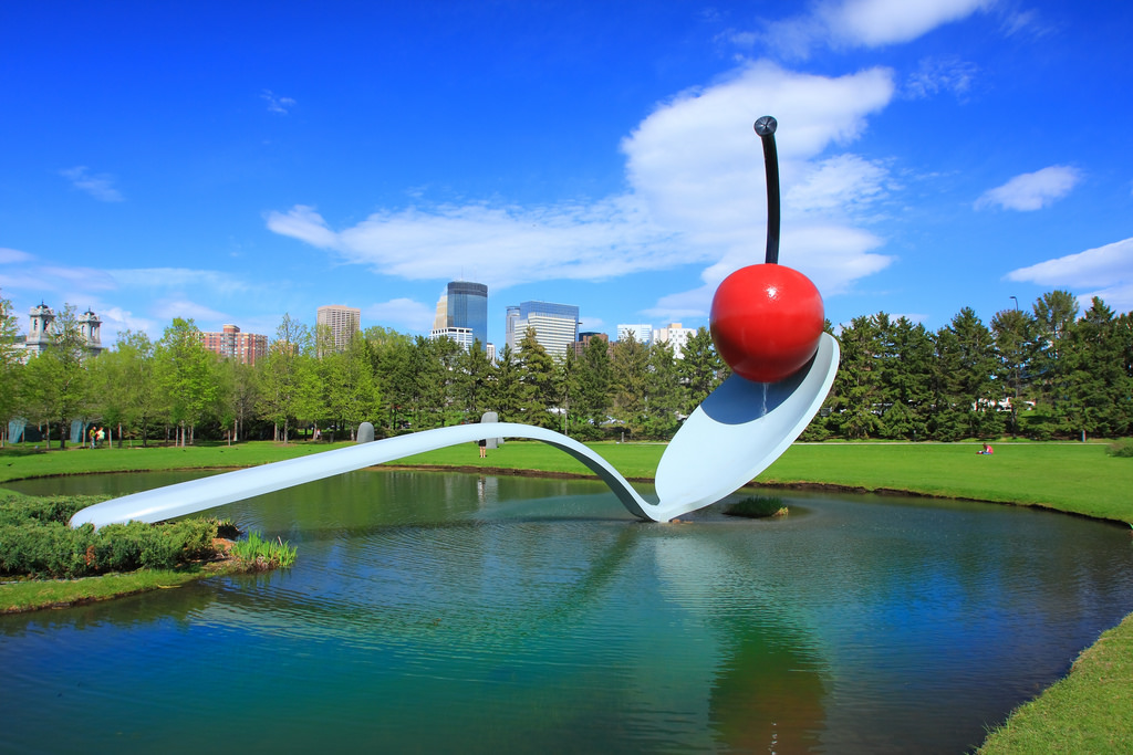 CLAES OLDENBURG AND COOSJE VAN BRUGGEN, SPOONBRIDGE AND CHERRY (1985-1988) AT THE WALKER ART CENTER, MINNEAPOLIS