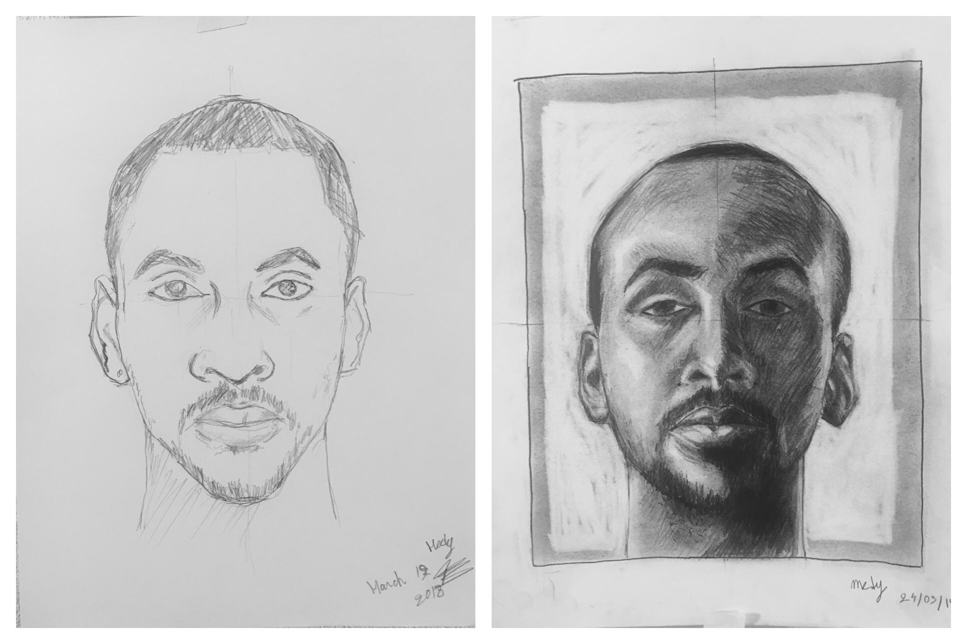 Before and After Self-Portrait March 2018