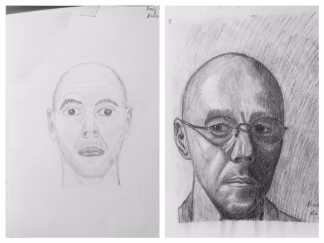 Nikolai's Before and After Self-Portraits May 2018
