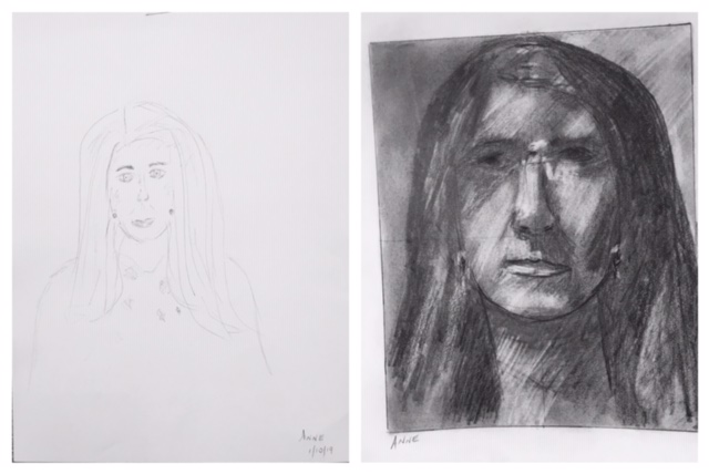 This remarkable “before” and “after” self-portrait was done recently by one of Brian Bomeisler’s students. The transformation happened in only 5 days! You can see the same results if you join the class in Austin (Feb 25 to Mar 1, 2019).