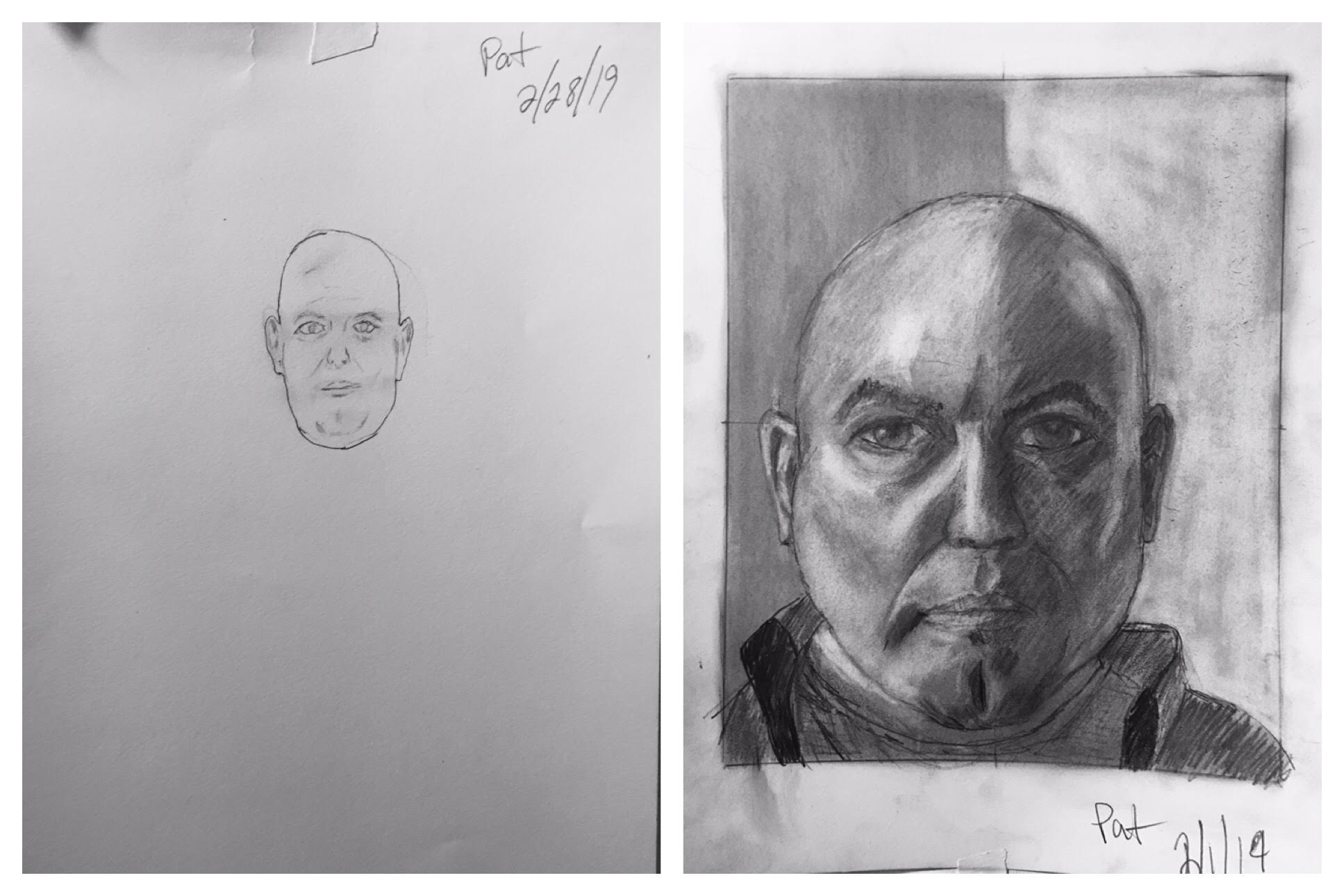 Pat's Before and After Self-Portraits January 2019