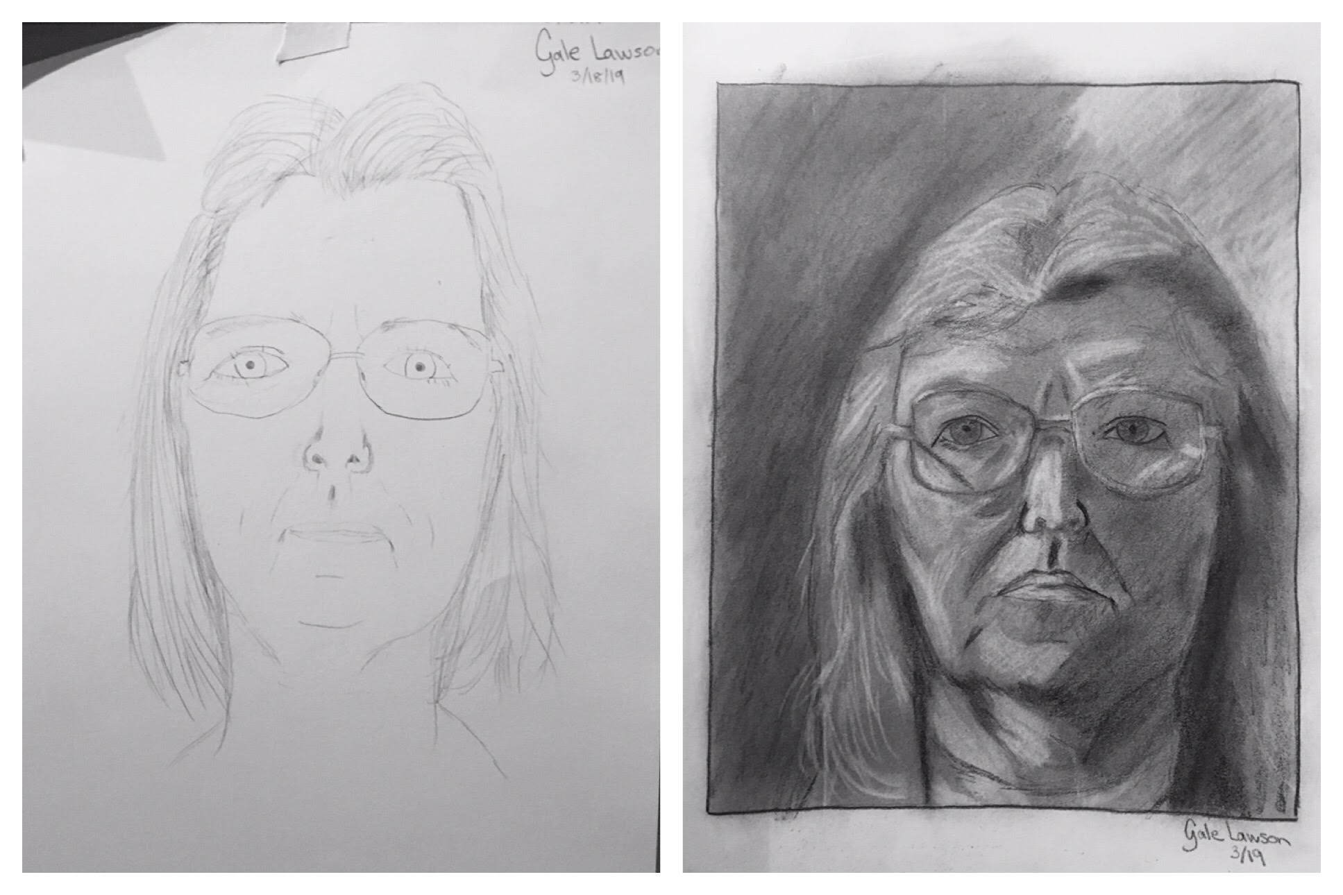 Gayle's Before and After Self-Portraits March 2019