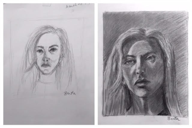 Berta's Before and After Self-Portraits March 2019