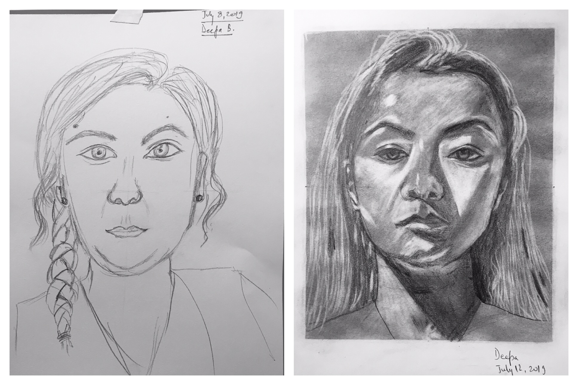 Deepa's Before and After Self-Portraits July 2019