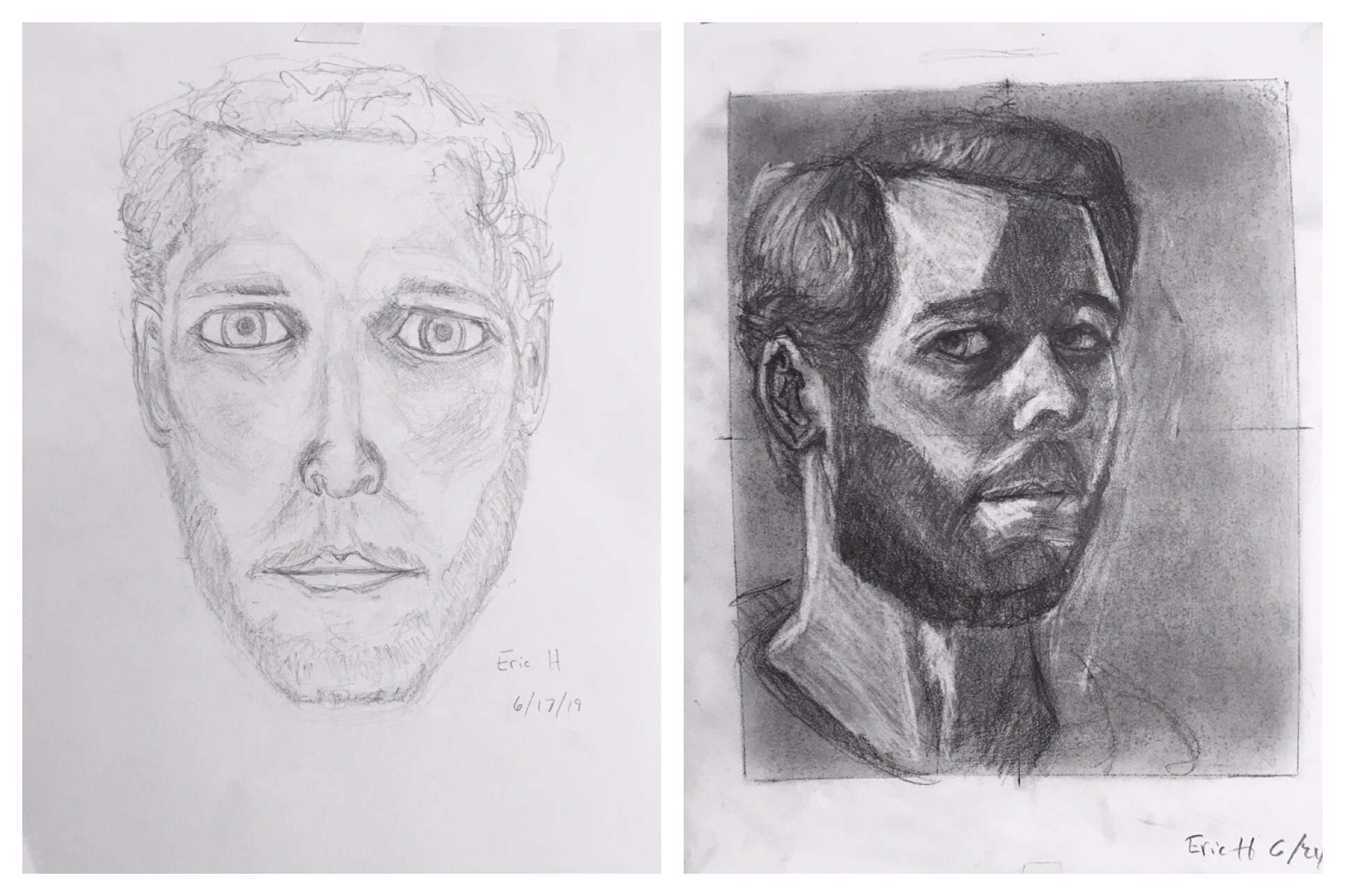 Eric's Before and After Self-Portrait June 2019