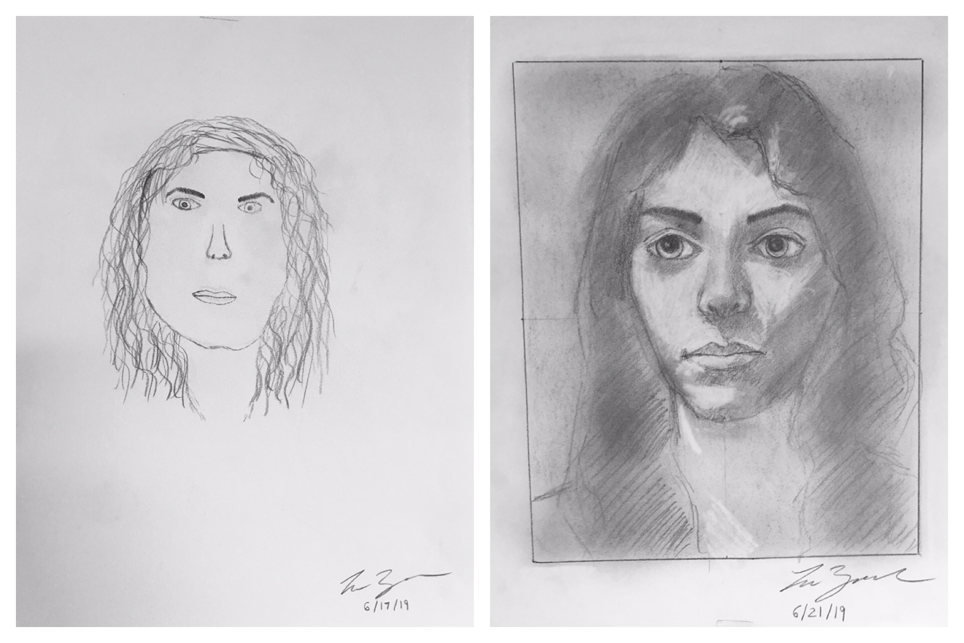 Lena's Before and After Self-Portraits June 2019
