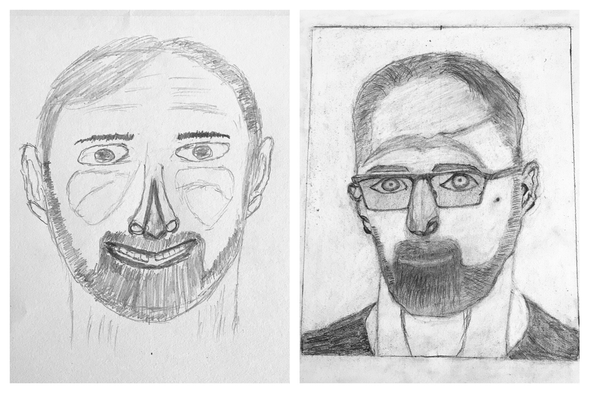 Martin's Before and After Self-Portraits.  Virtual Workshop October 2020