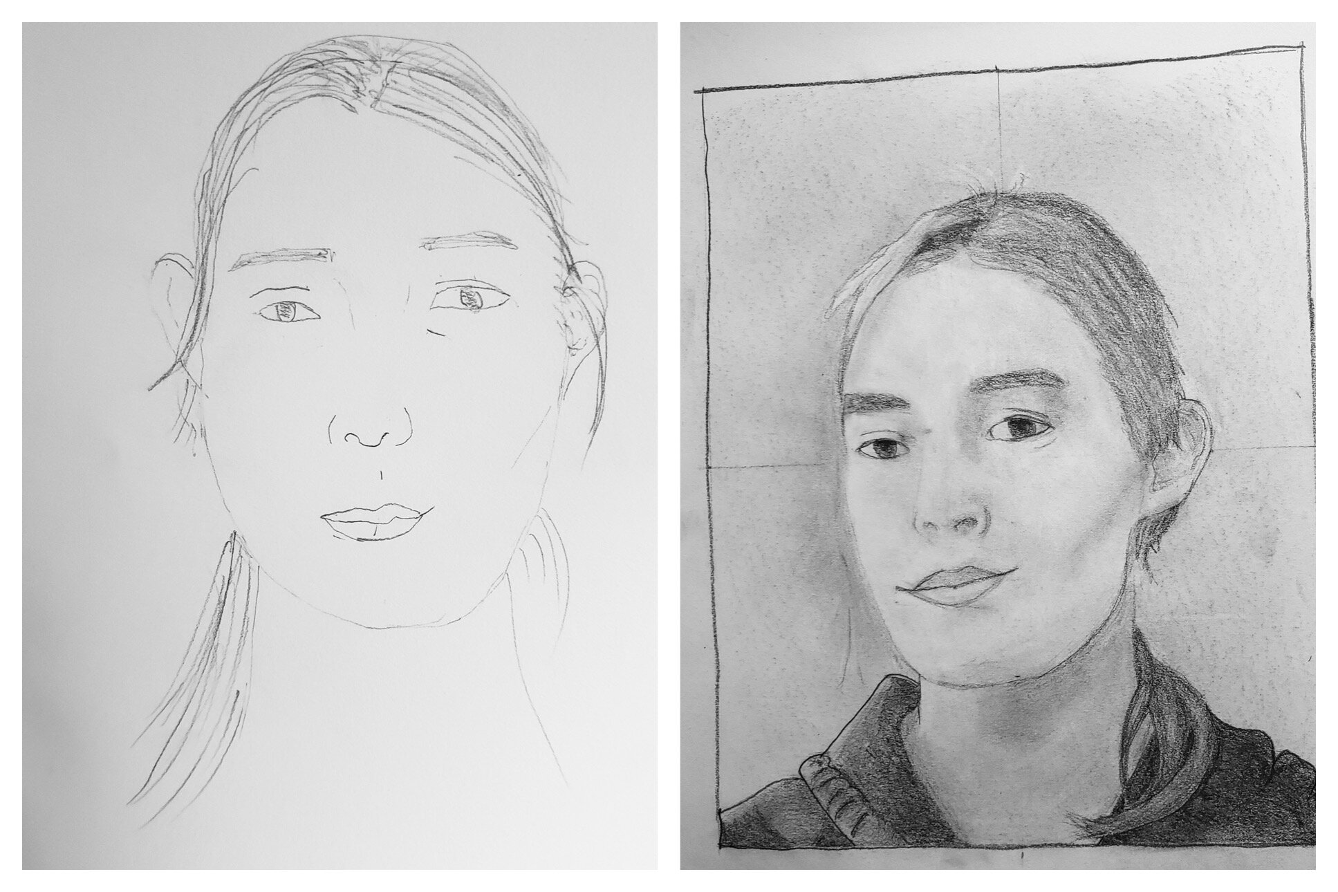 19 year old Maria's before and after self portraits May 24-29, 2021 
