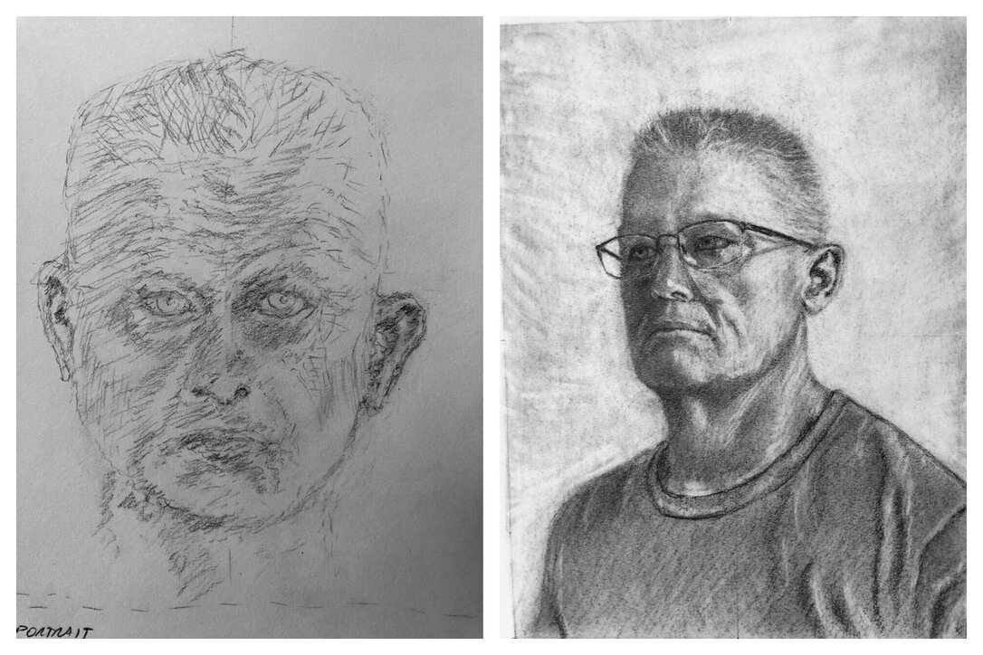 Neal's before and after self-portraits June 7-12, 2021