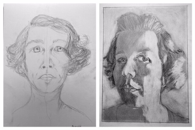 Amanda's before and after self-portrait's June 21-26, 2021