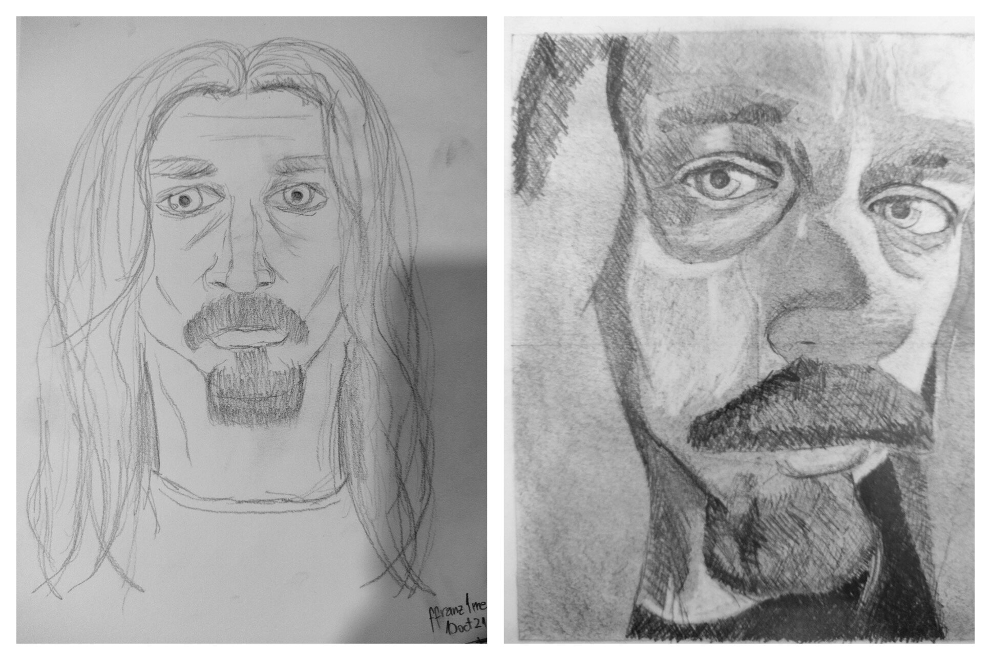 Fabiano's Before and After Self Portrait Drawings Oct 11-6, 2021